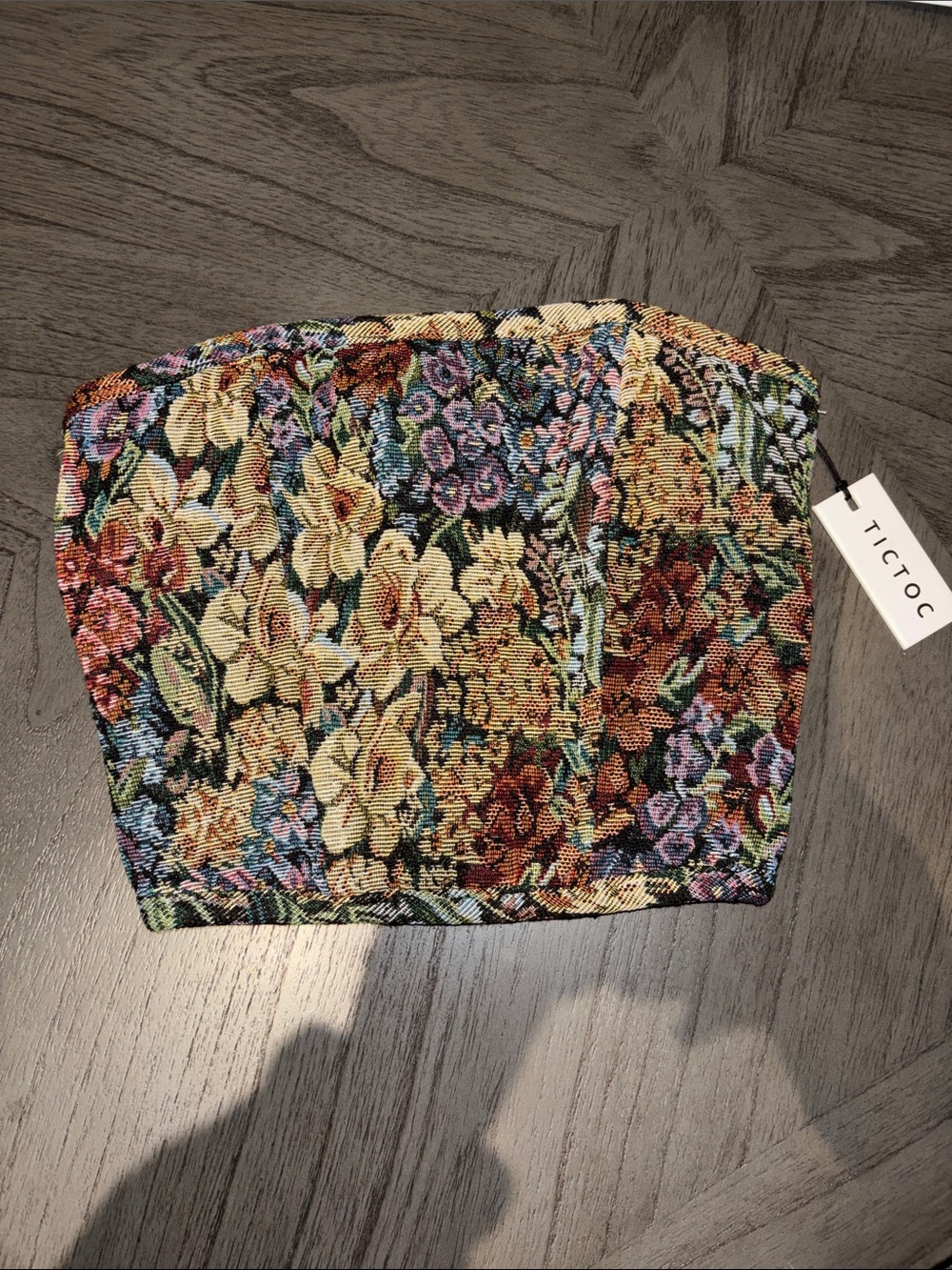 TICTOC Floral Tapestry Strapless Top - Multicolor Size Small